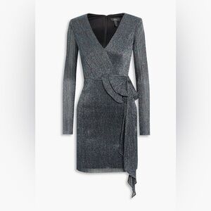 Aidan by Aidan Mattox Metallic Faux Wrap Dress | Size 10